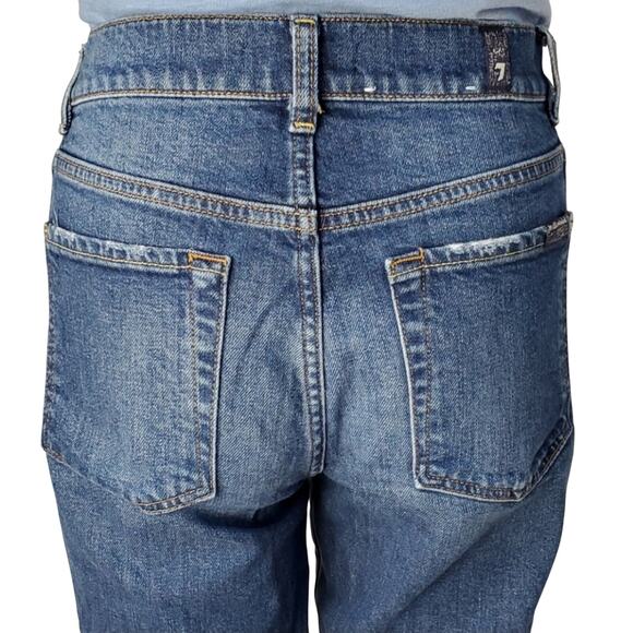 7 For All Mankind Side Panel Medium Wash Cropped Skinny Jeans - Picture 7 of 11